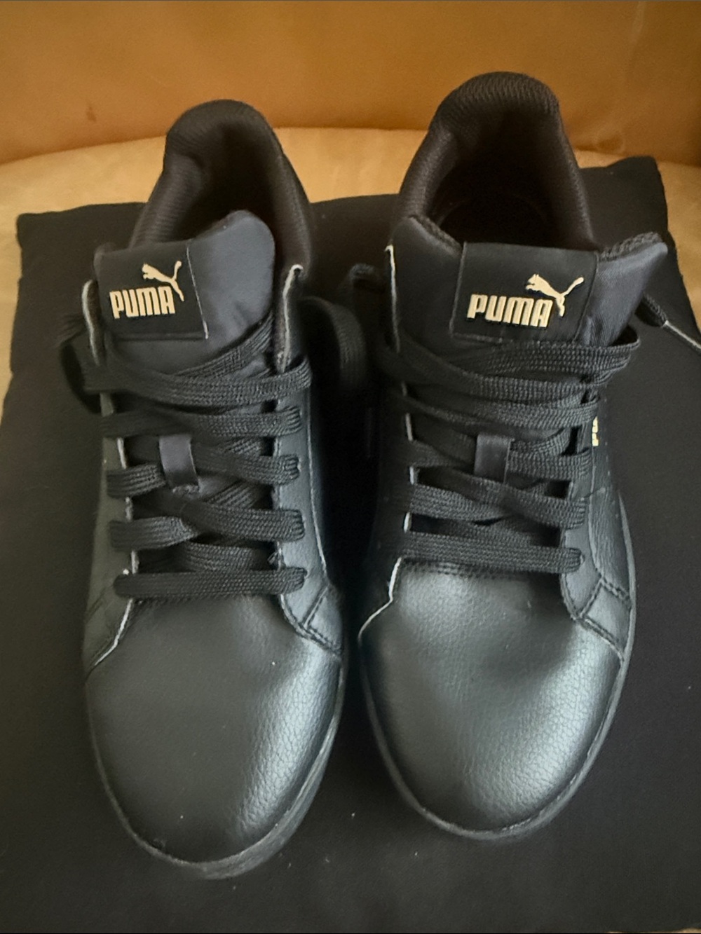 Puma Men’s Black Low-Top Sneakers with Gold Logo